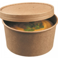 Контейнер бумажный для супа и вторых блюд крафт 320 мл 250/25