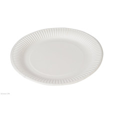 Тарелка бумажная 180 мм, белая, 100 шт/уп Тарелка бумажная 180 мм, белая, 100 шт/уп