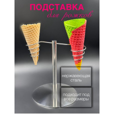 Подставка для мороженого на 2 рожка, нерж сталь H-20 см